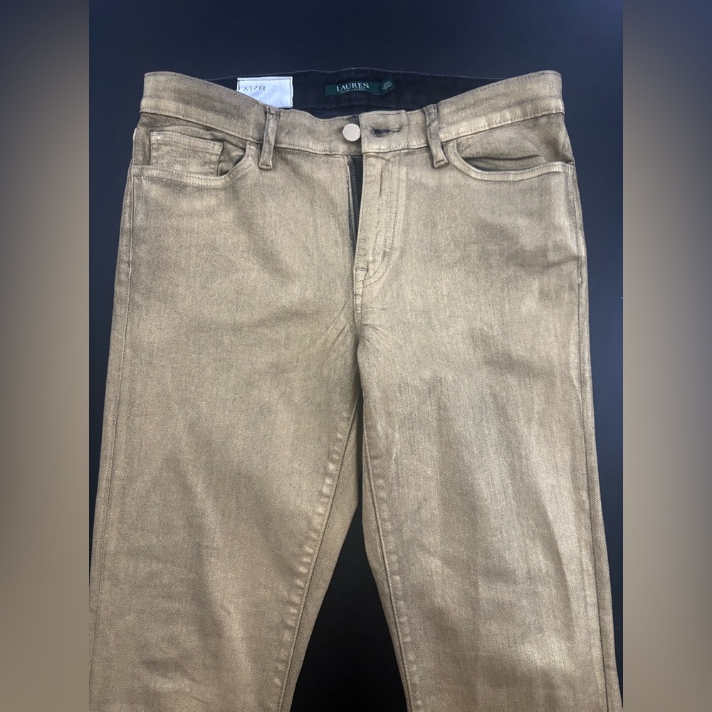 Lauren Ralph Lauren Women’s Metallic Gold Skinny Leg Jeans